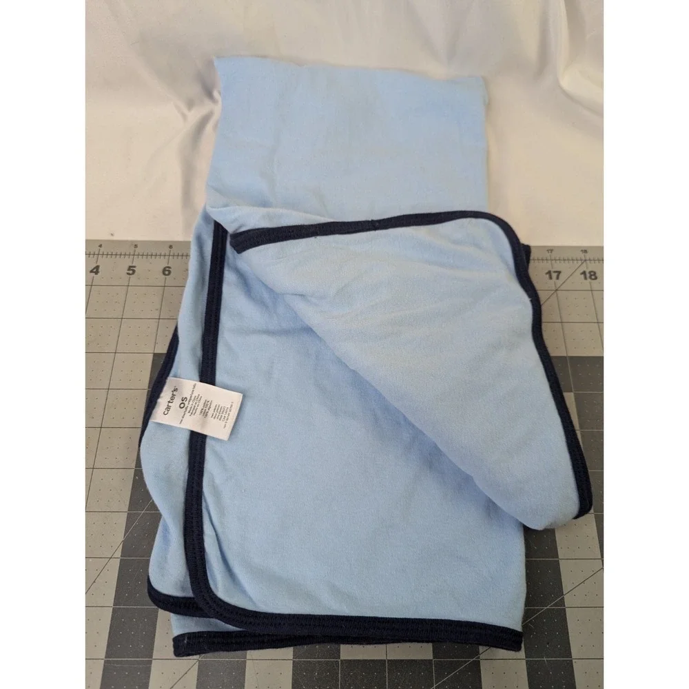 Carters One Size‎ Baby Blanket Blue Navy Trim
